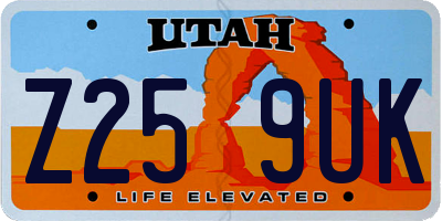 UT license plate Z259UK