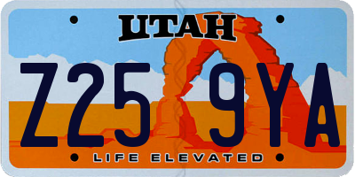 UT license plate Z259YA