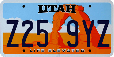 UT license plate Z259YZ