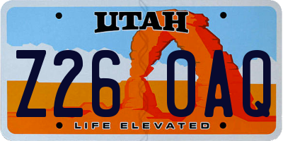 UT license plate Z260AQ