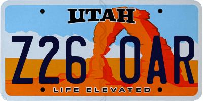 UT license plate Z260AR