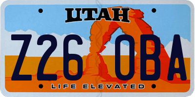 UT license plate Z260BA