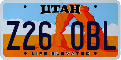 UT license plate Z260BL