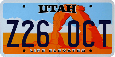 UT license plate Z260CT