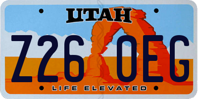 UT license plate Z260EG