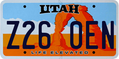 UT license plate Z260EN