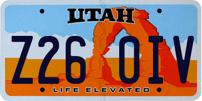 UT license plate Z260IV