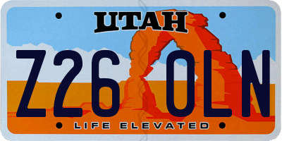 UT license plate Z260LN
