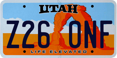 UT license plate Z260NF