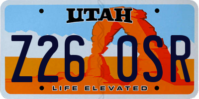 UT license plate Z260SR