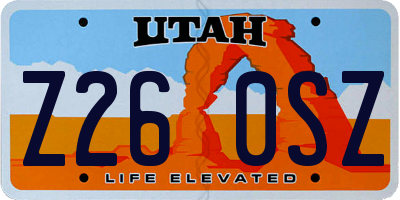 UT license plate Z260SZ