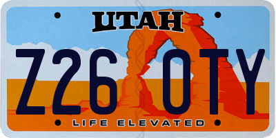 UT license plate Z260TY