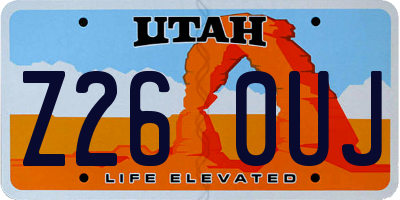 UT license plate Z260UJ