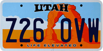 UT license plate Z260VW