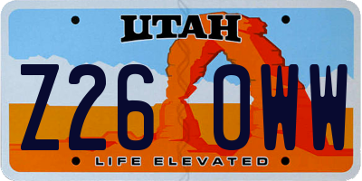 UT license plate Z260WW
