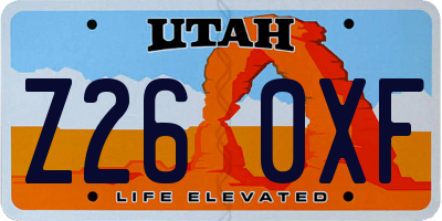 UT license plate Z260XF