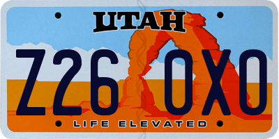 UT license plate Z260XO
