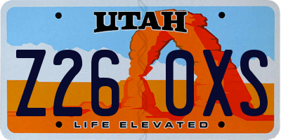 UT license plate Z260XS