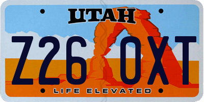 UT license plate Z260XT