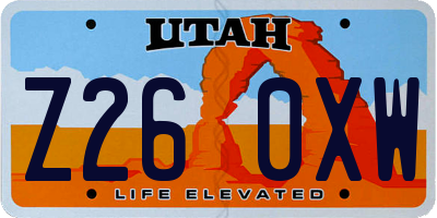 UT license plate Z260XW