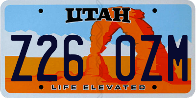 UT license plate Z260ZM
