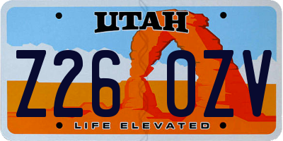 UT license plate Z260ZV