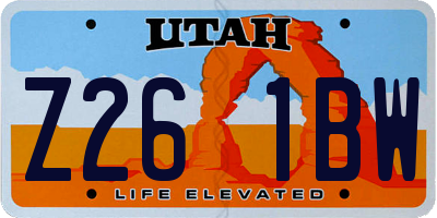 UT license plate Z261BW