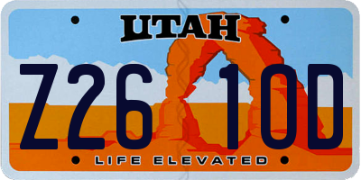UT license plate Z261OD