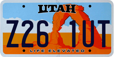 UT license plate Z261UT