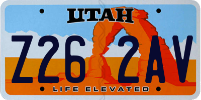 UT license plate Z262AV