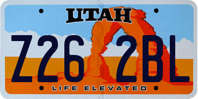 UT license plate Z262BL