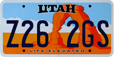 UT license plate Z262GS