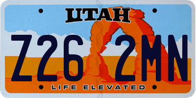 UT license plate Z262MN