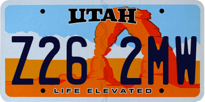 UT license plate Z262MW