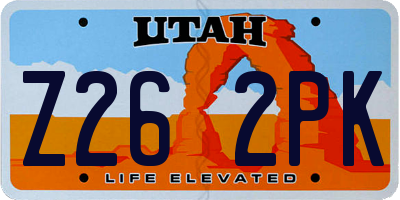UT license plate Z262PK