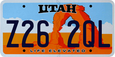 UT license plate Z262QL