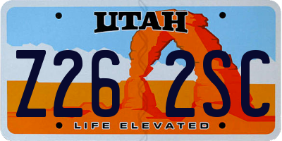 UT license plate Z262SC