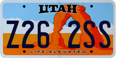 UT license plate Z262SS