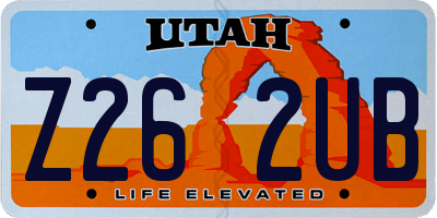 UT license plate Z262UB