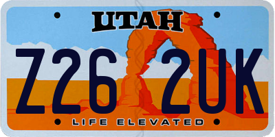 UT license plate Z262UK