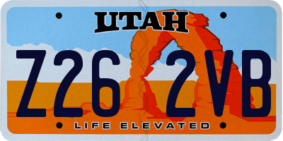 UT license plate Z262VB