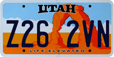 UT license plate Z262VN