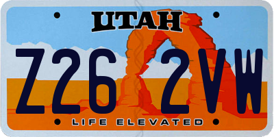 UT license plate Z262VW