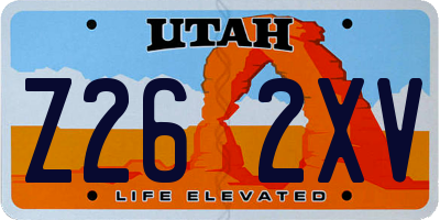 UT license plate Z262XV