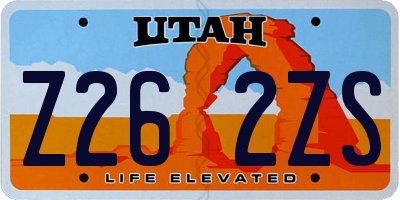 UT license plate Z262ZS