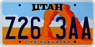 UT license plate Z263AA