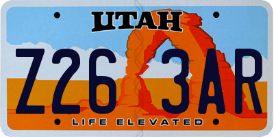 UT license plate Z263AR