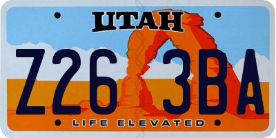 UT license plate Z263BA