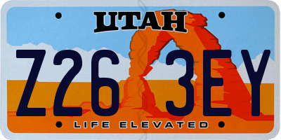 UT license plate Z263EY