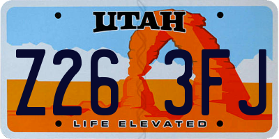 UT license plate Z263FJ